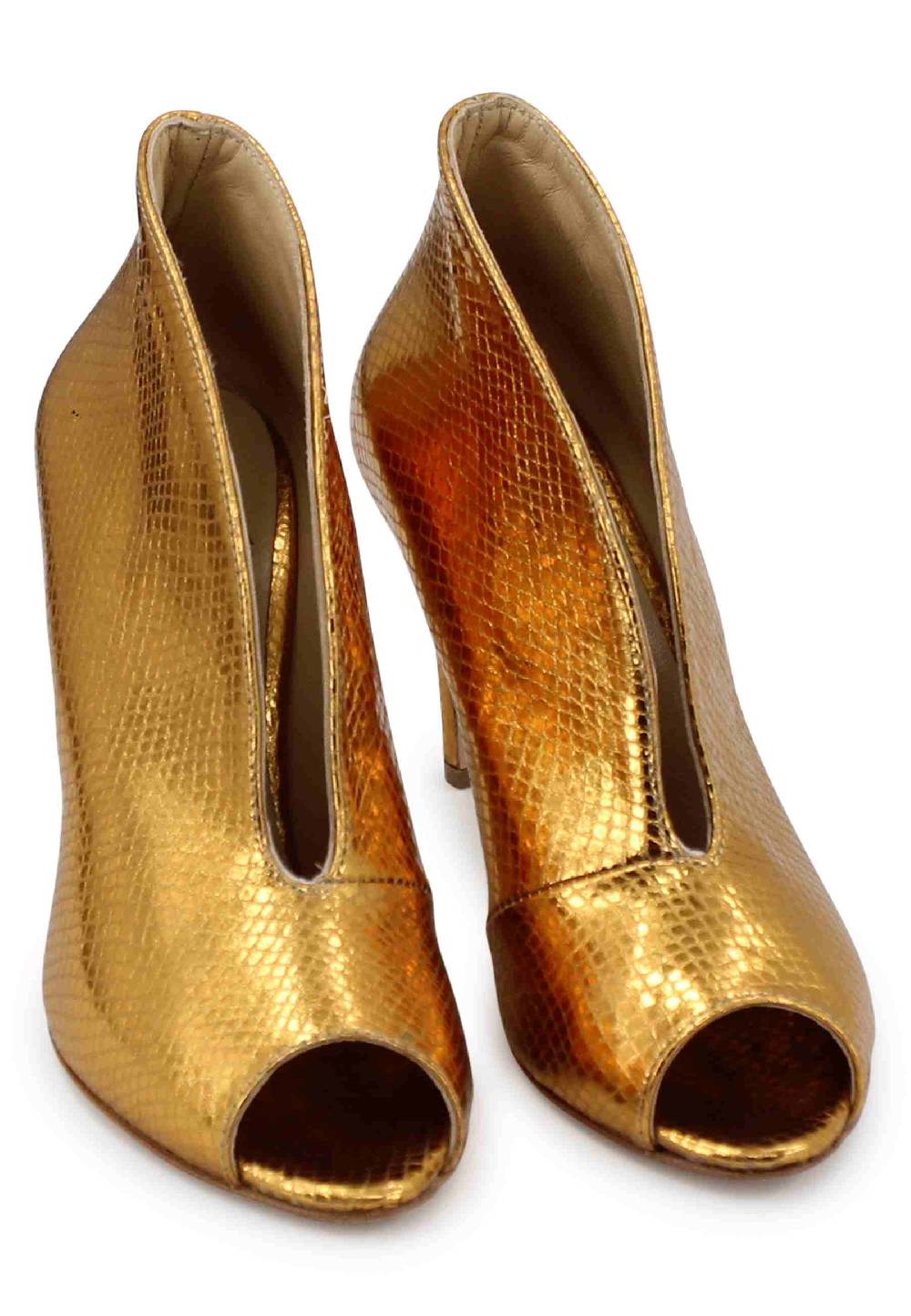 L'ARIANNA tronchetto SP8004 open toe donna in pelle laminata oro tacco alto Convenienza