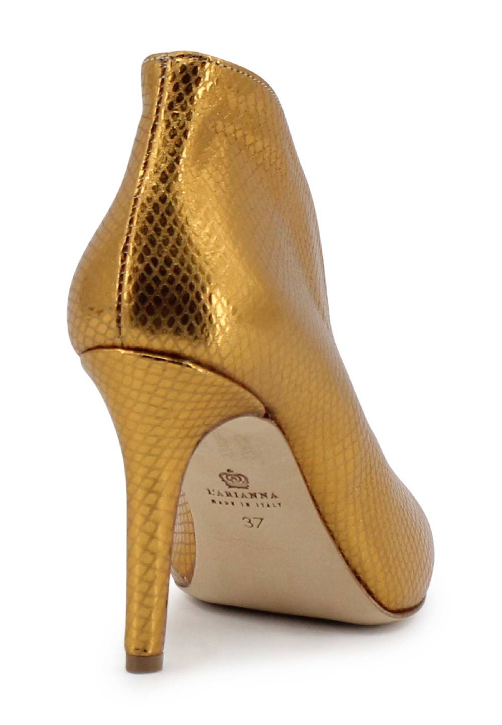L'ARIANNA tronchetto SP8004 open toe donna in pelle laminata oro tacco alto Convenienza