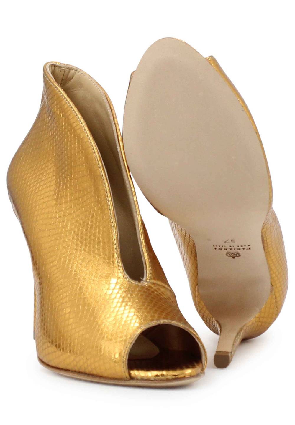 L'ARIANNA tronchetto SP8004 open toe donna in pelle laminata oro tacco alto Convenienza