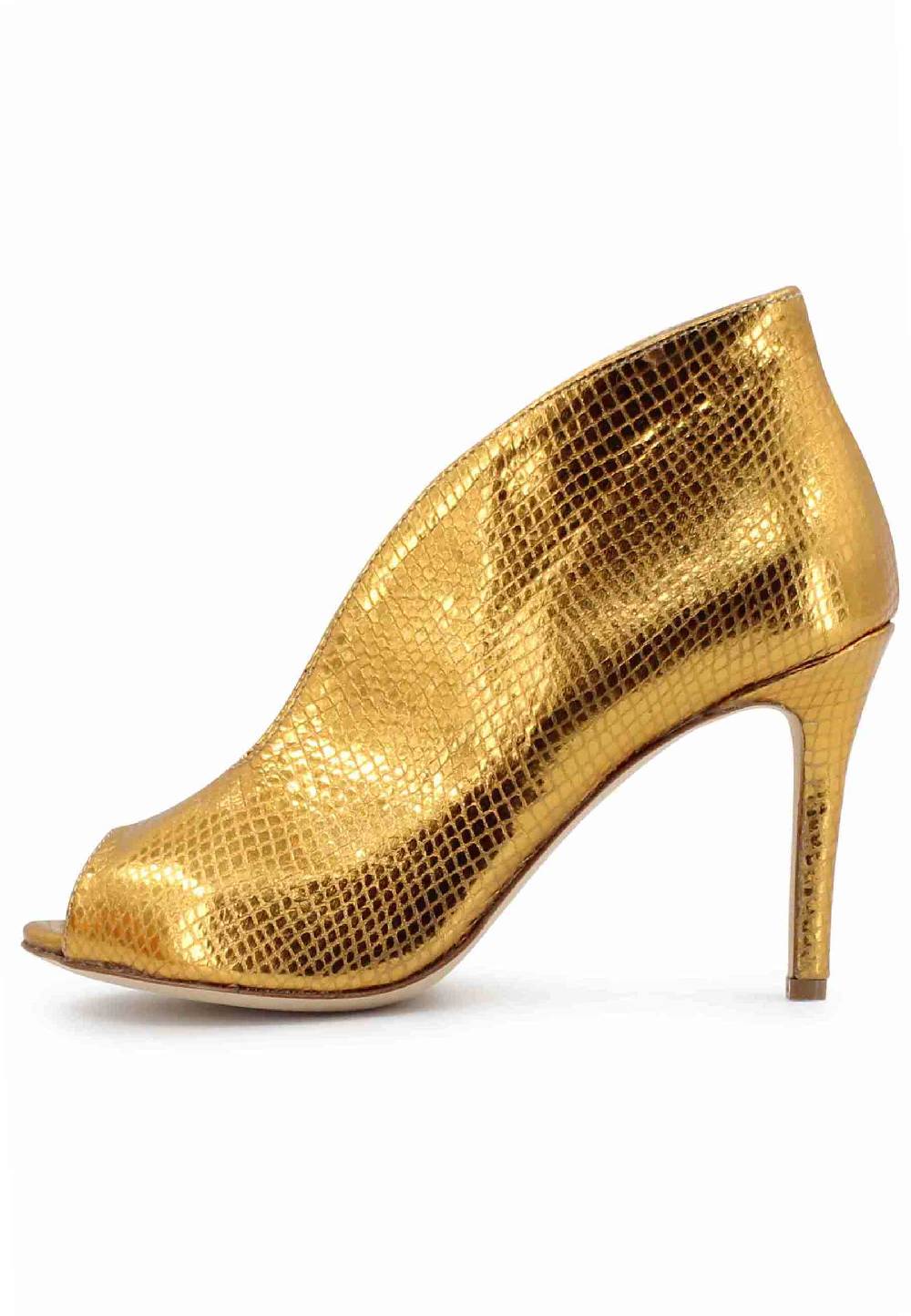 L'ARIANNA tronchetto SP8004 open toe donna in pelle laminata oro tacco alto Convenienza
