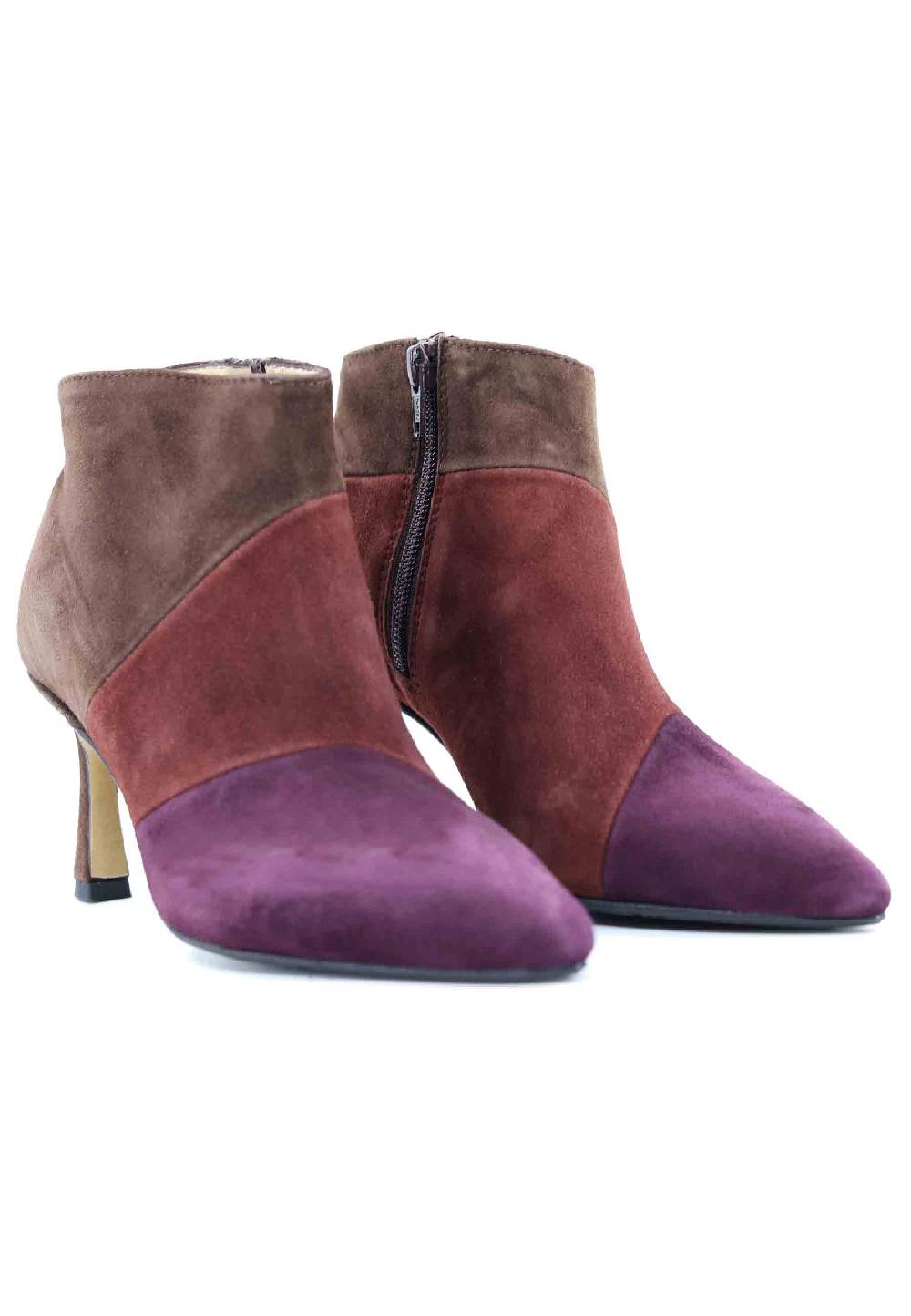 L'ARIANNA Stivaletti TR1672/RT in camoscio tre colori con tacco alto Sconto