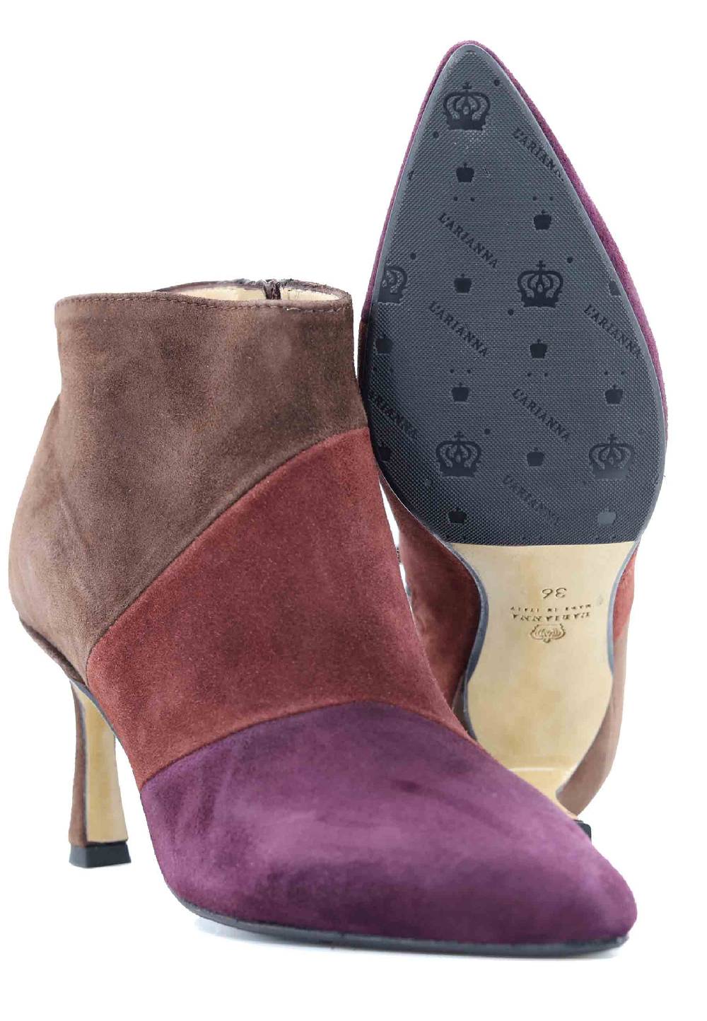 L'ARIANNA Stivaletti TR1672/RT in camoscio tre colori con tacco alto Sconto