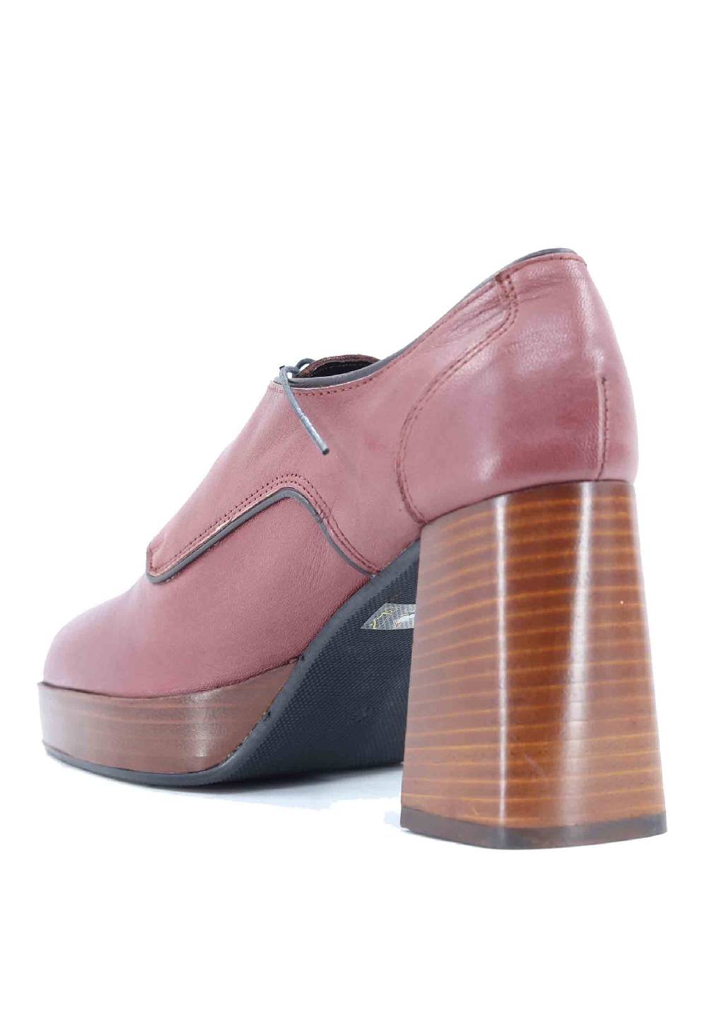 L'ARIANNA Stringate AL1700 donna in pelle rosa antico con tacco e plateau in cuoio Offerta