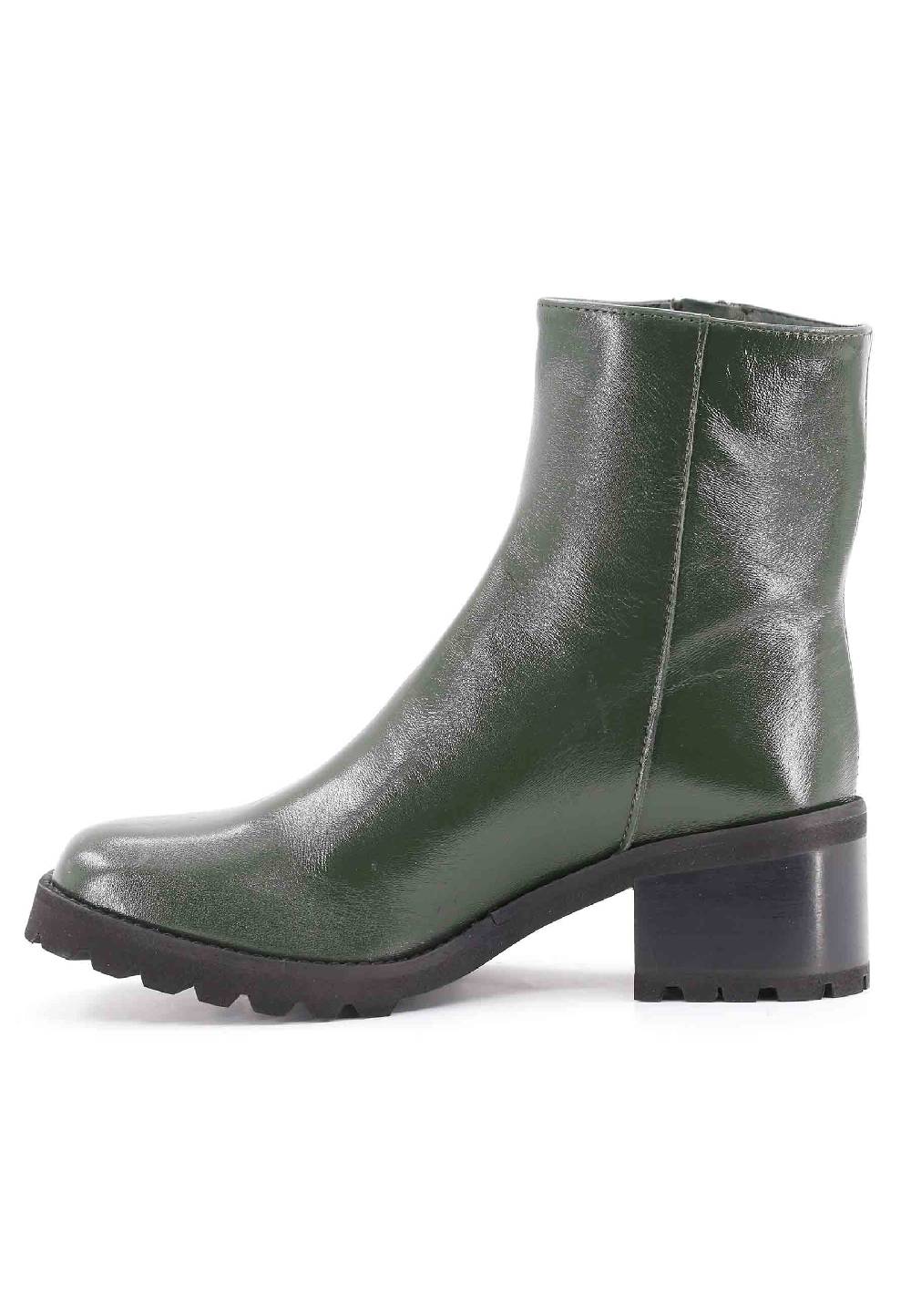 L'ARIANNA Stivaletti TR1665 in pelle verde con suola in gomma carrarmato Online