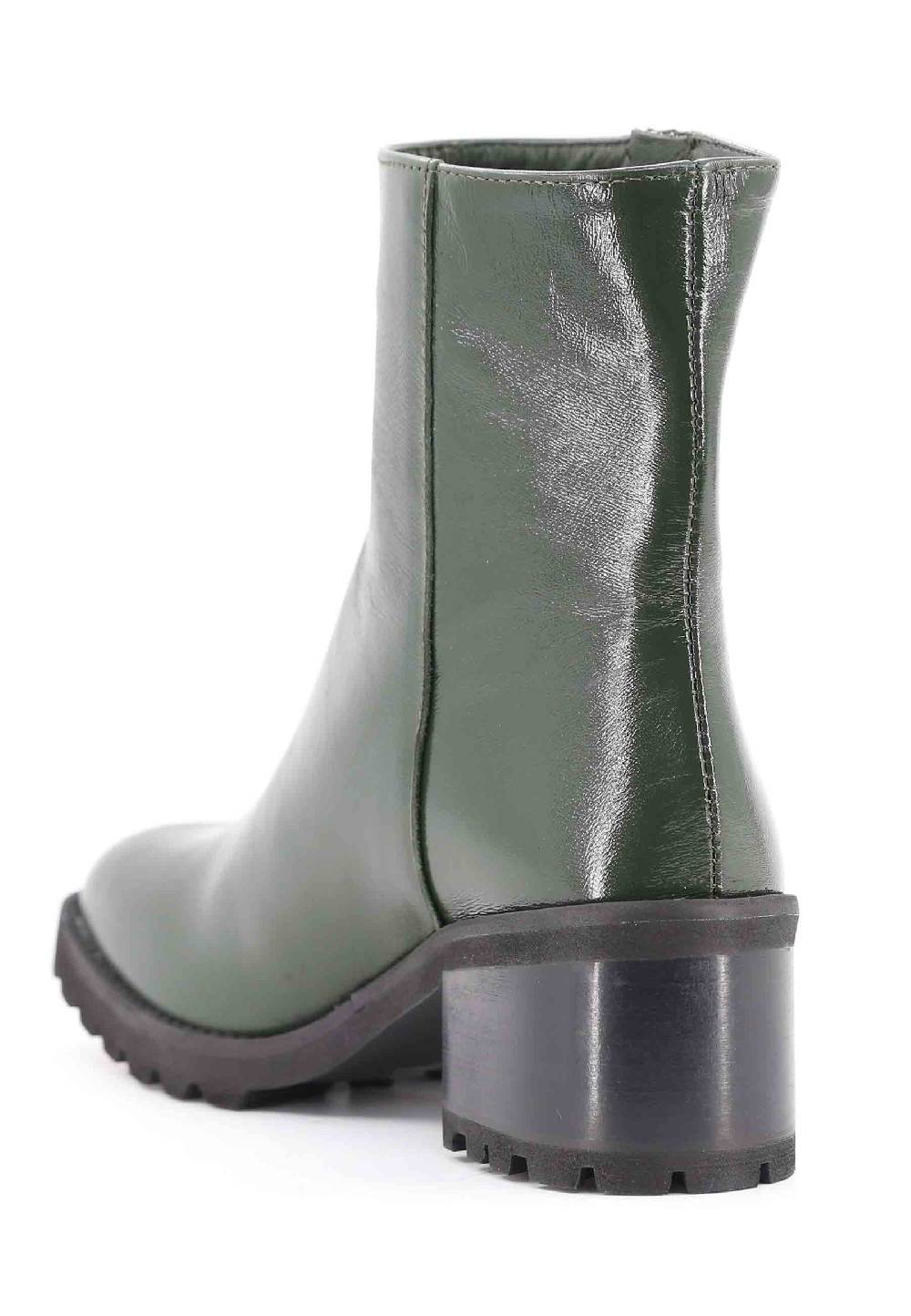 L'ARIANNA Stivaletti TR1665 in pelle verde con suola in gomma carrarmato Online