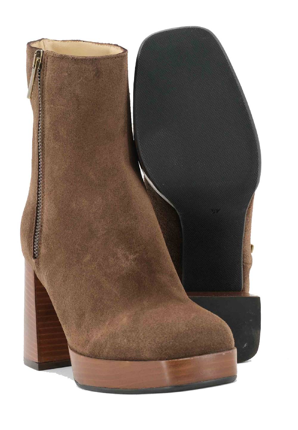 L'ARIANNA Stivaletti TR1665 in crosta marrone con tacco alto e plateau con zip esterna Offerte