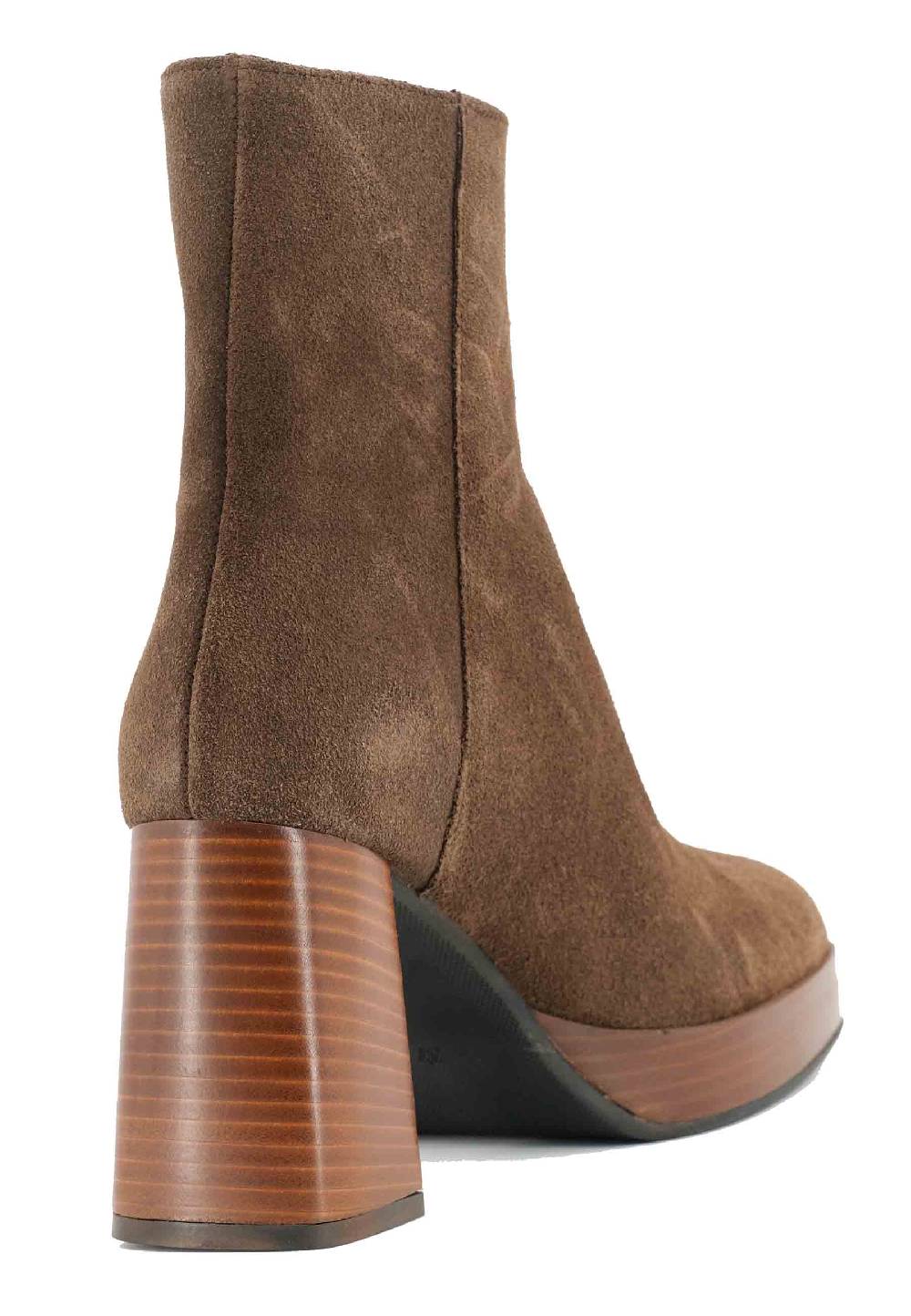 L'ARIANNA Stivaletti TR1665 in crosta marrone con tacco alto e plateau con zip esterna Offerte