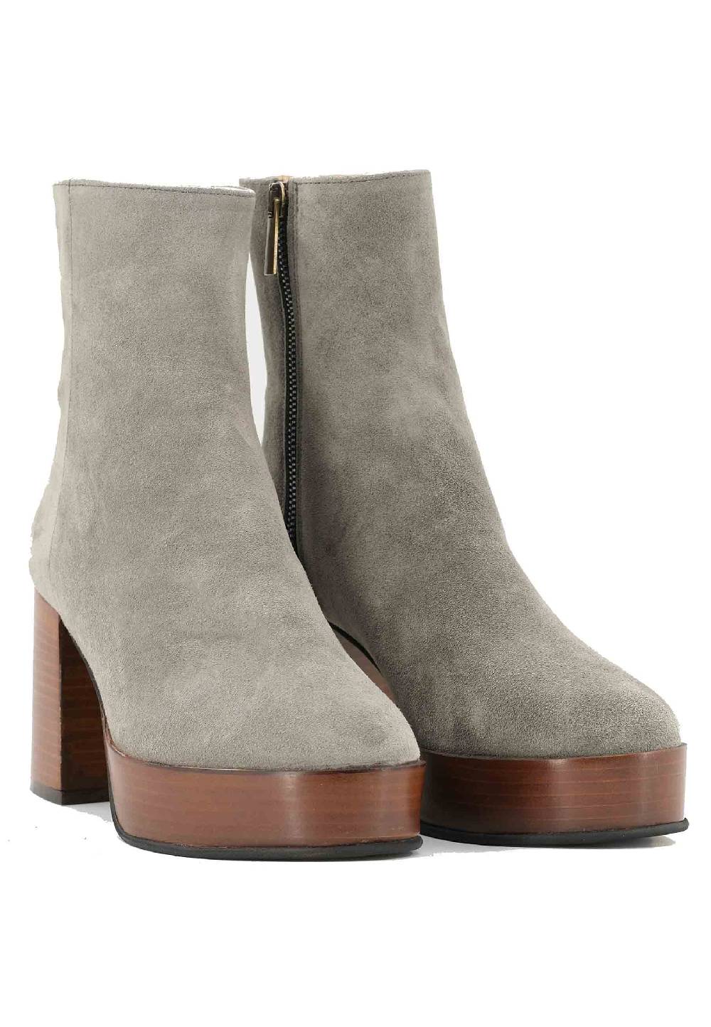 L'ARIANNA Stivaletti TR1556 in camoscio grigio con tacco alto e plateau con zip laterale di chiusura Hotsell