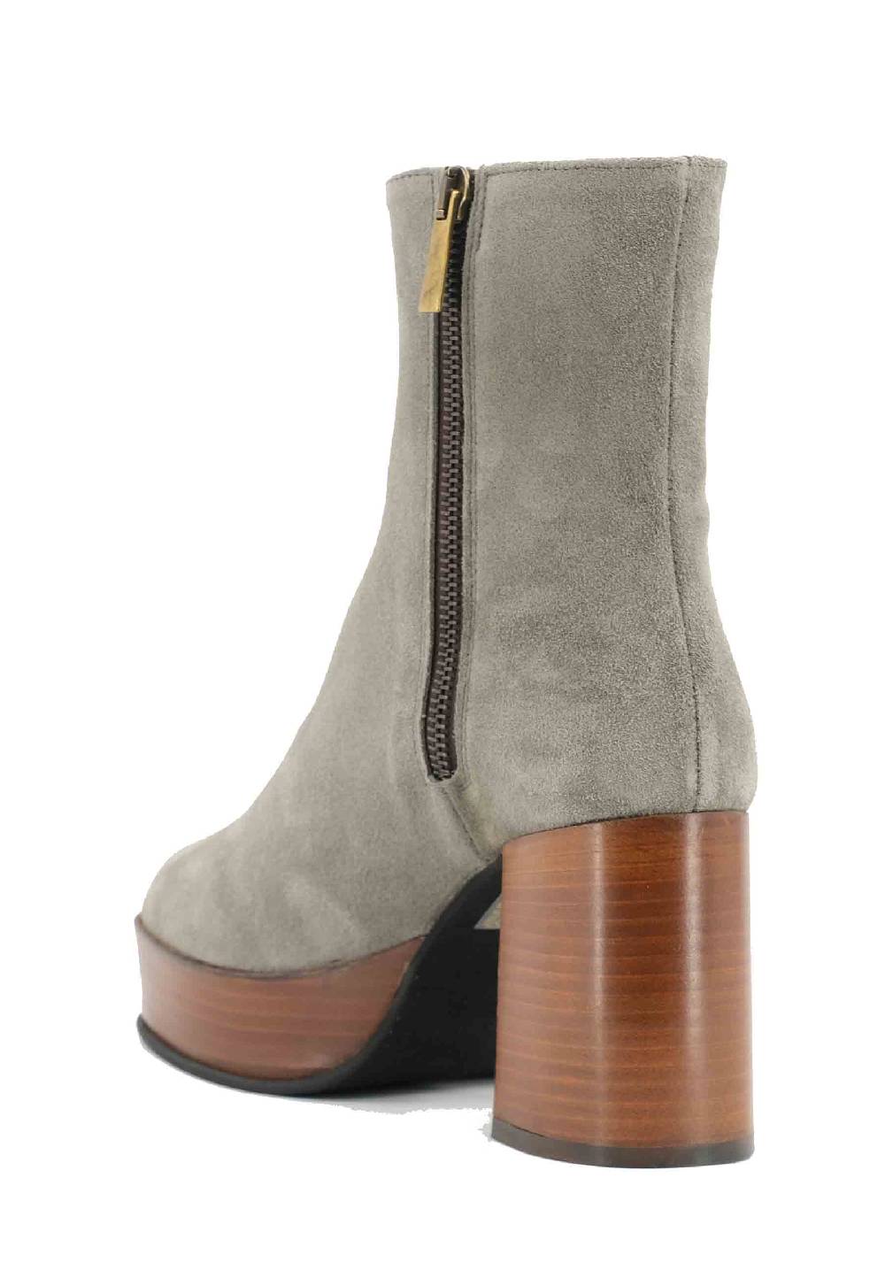 L'ARIANNA Stivaletti TR1556 in camoscio grigio con tacco alto e plateau con zip laterale di chiusura Hotsell