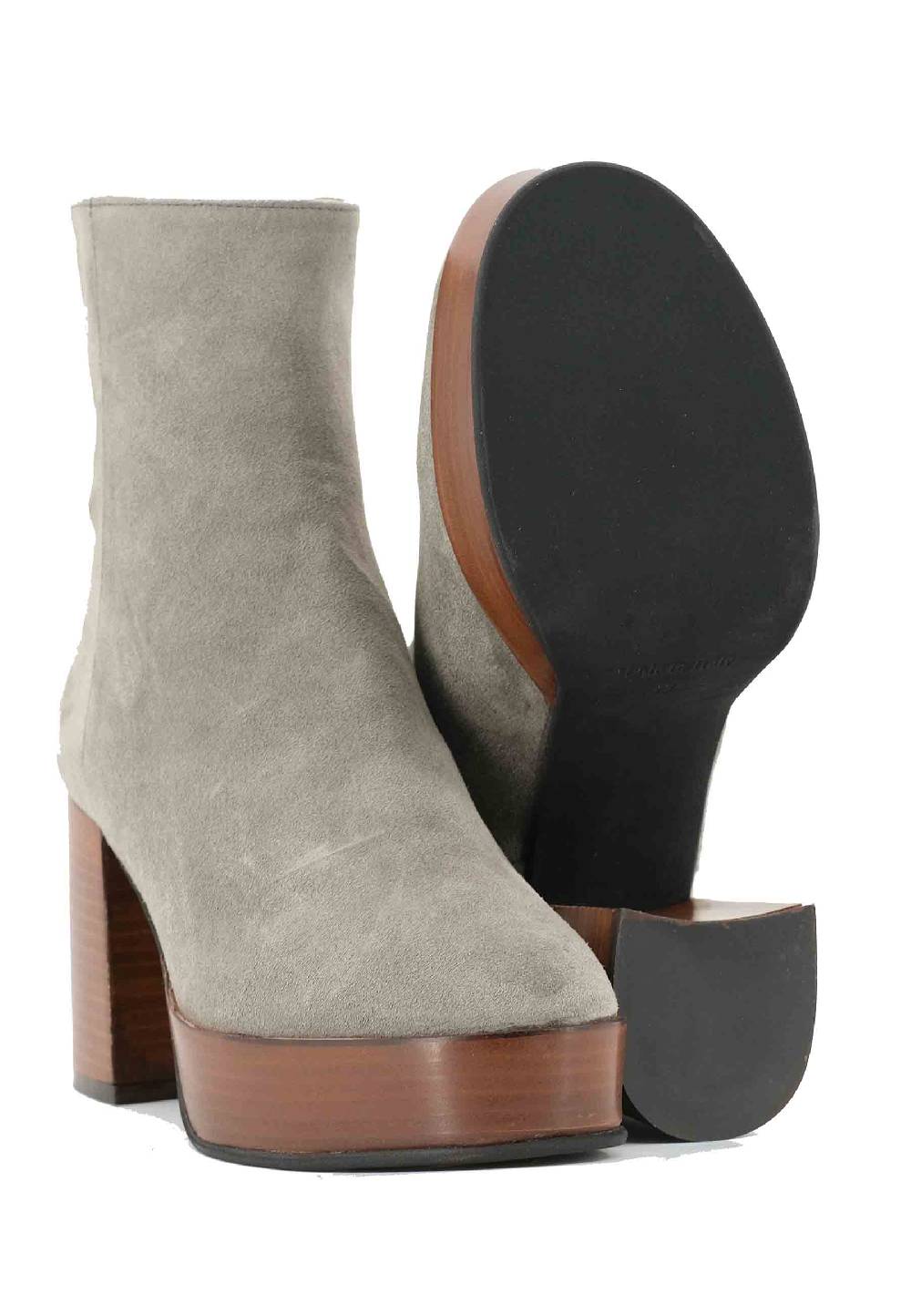 L'ARIANNA Stivaletti TR1556 in camoscio grigio con tacco alto e plateau con zip laterale di chiusura Hotsell