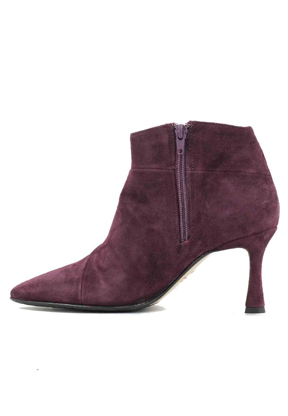 L'ARIANNA Stivaletti TR1672/RT in camoscio prugna con tacco alto Saldi Di Fabbrica