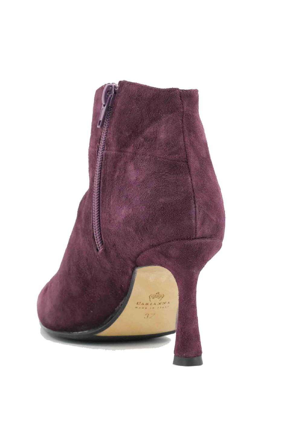 L'ARIANNA Stivaletti TR1672/RT in camoscio prugna con tacco alto Saldi Di Fabbrica