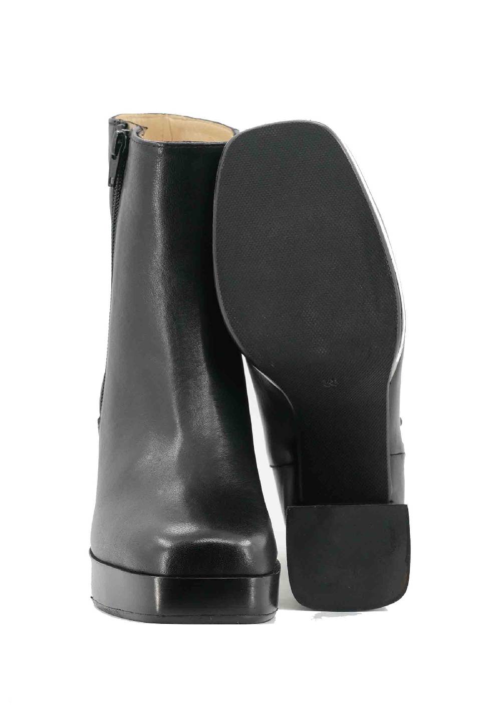 L'ARIANNA Stivaletti TR1665 in pelle nera con tacco alto e plateau con zip esterna I Più Venduti