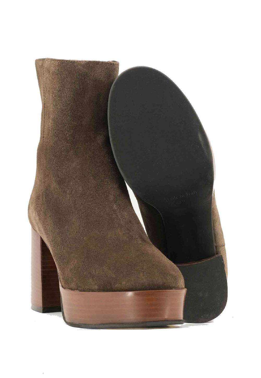 L'ARIANNA Stivaletti TR1556 in camsocio marrone con tacco alto e plateau con zip laterale di chiusura Negozio
