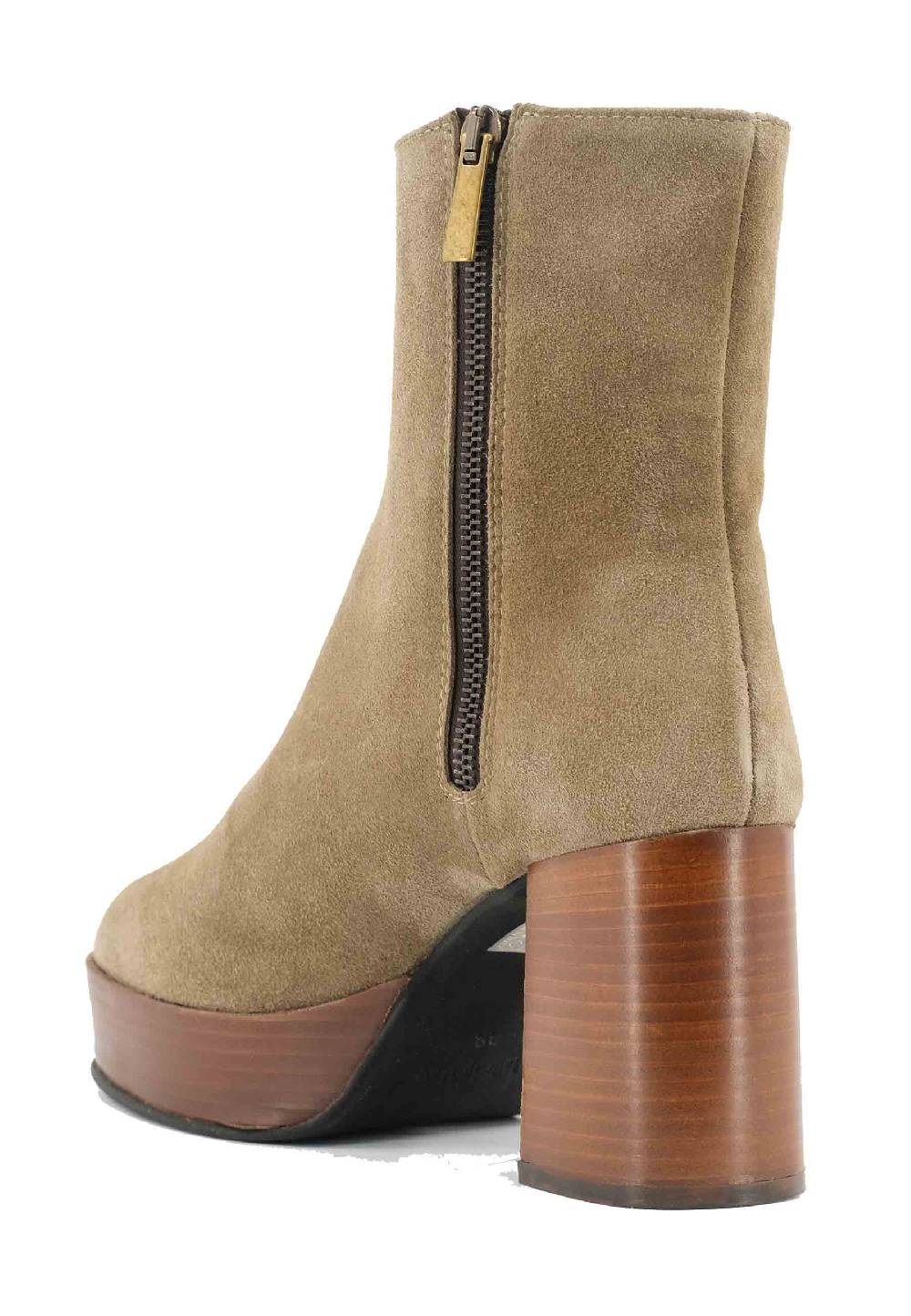 L'ARIANNA Stivaletti TR1556 in camoscio verde con tacco alto e plateau con zip laterale di chiusura Moda