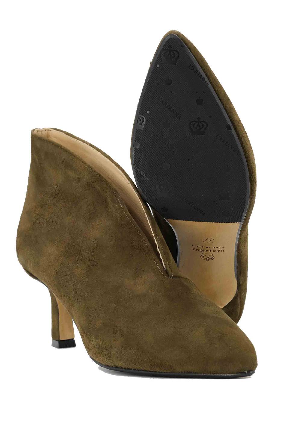 L'ARIANNA Stivaletti TR8006/RT Ankle boot in camoscio verde con tacco basso Italy