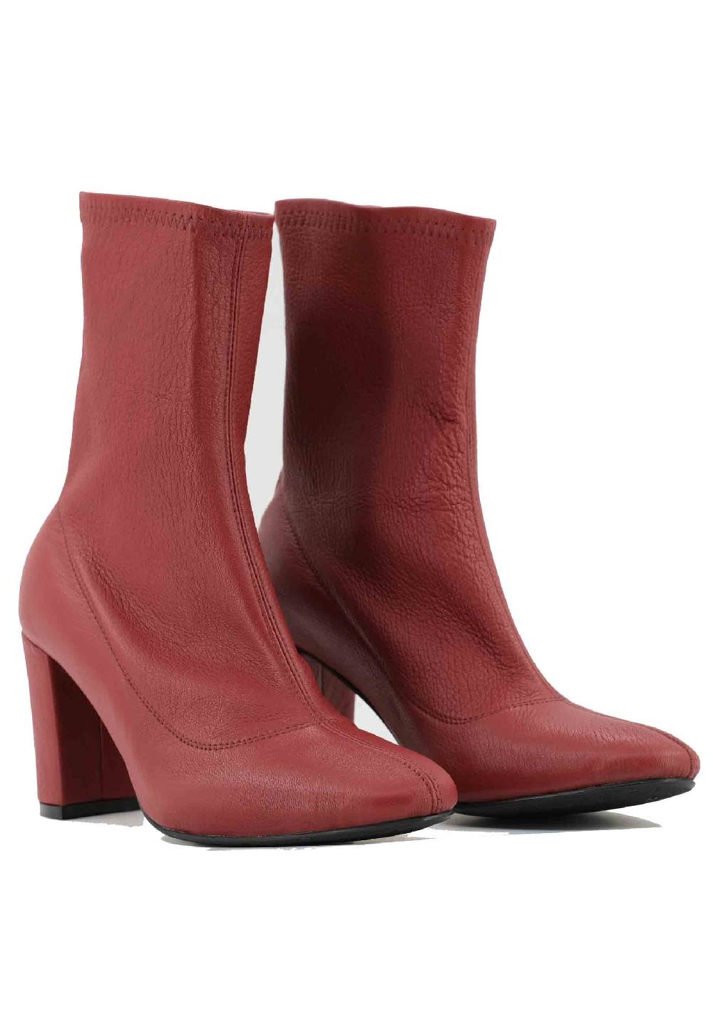 L'ARIANNA Stivaletti EL3002 in elasticizzato rosso con tacco alto In Linea