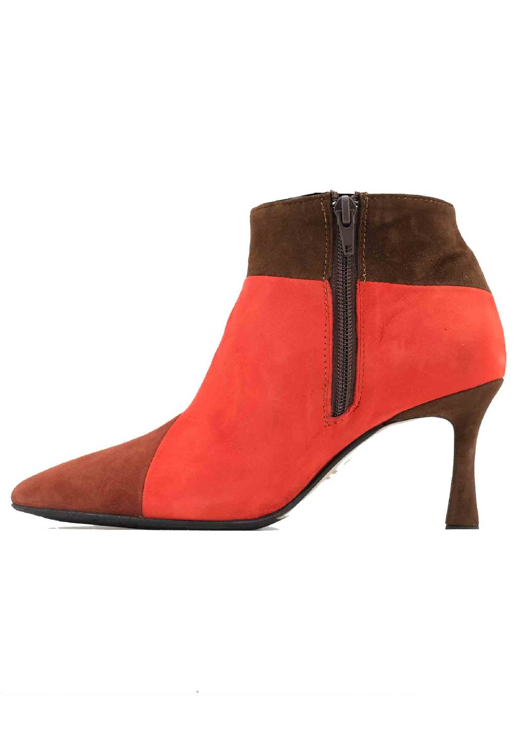 L'ARIANNA Stivaletti TR1672/RT in camoscio mattone con tacco alto Nuovo