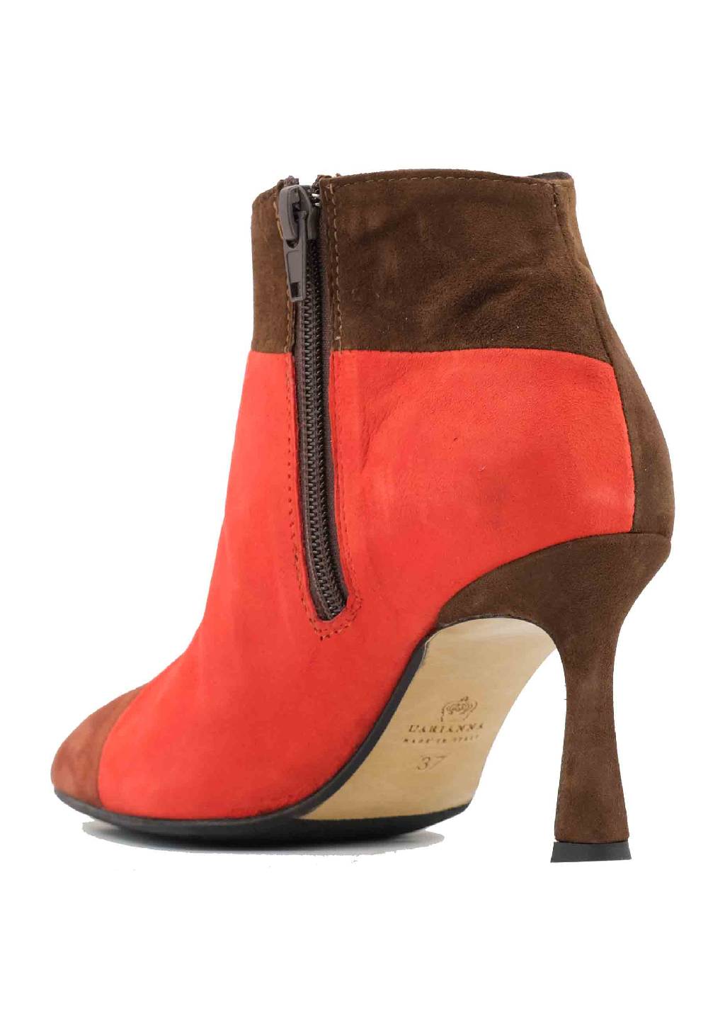 L'ARIANNA Stivaletti TR1672/RT in camoscio mattone con tacco alto Nuovo