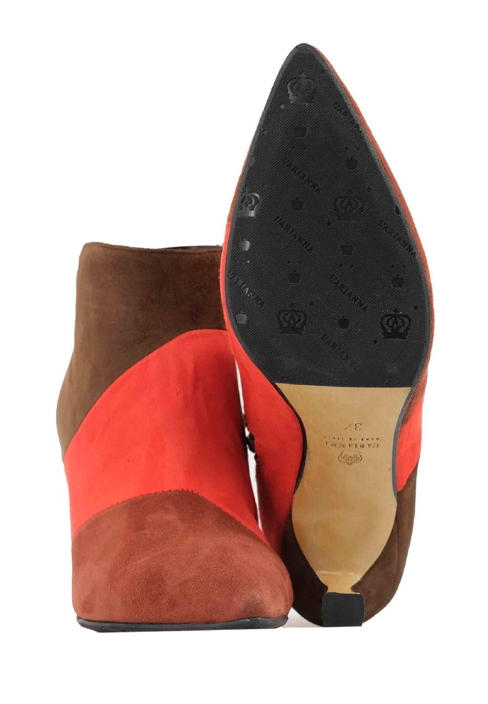 L'ARIANNA Stivaletti TR1672/RT in camoscio mattone con tacco alto Nuovo