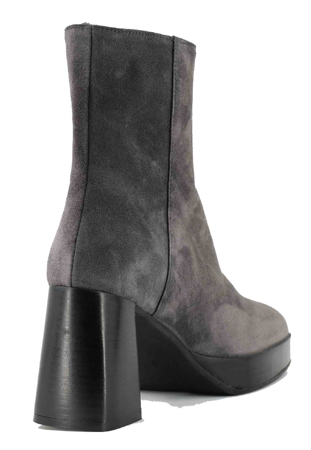 L'ARIANNA Stivaletti TR1665 in camoscio grigio con tacco alto e plateau con zip esterna Outlet