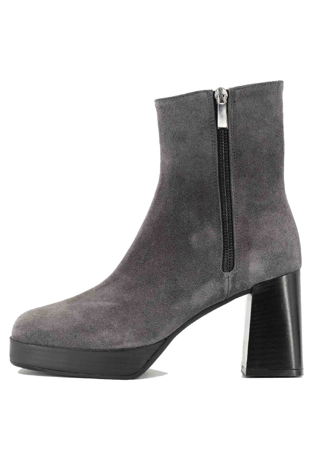 L'ARIANNA Stivaletti TR1665 in camoscio grigio con tacco alto e plateau con zip esterna Outlet