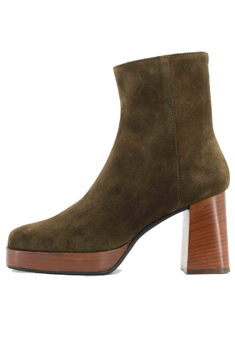 L'ARIANNA Stivaletti TR1665 in camoscio verde con tacco alto e plateau con zip esterna Promozione