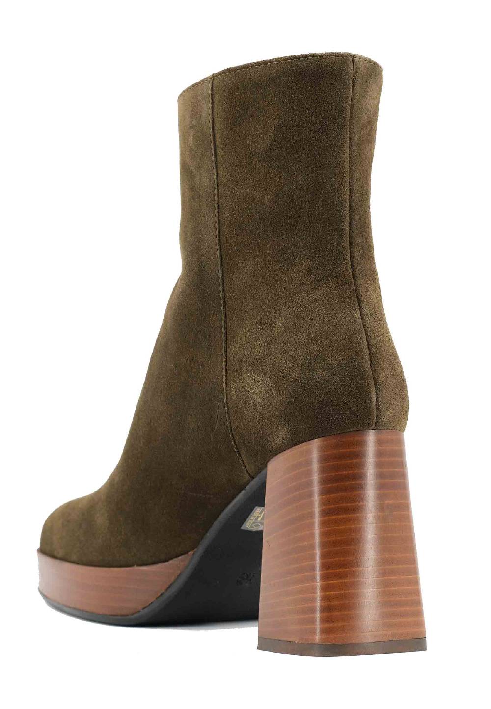 L'ARIANNA Stivaletti TR1665 in camoscio verde con tacco alto e plateau con zip esterna Promozione