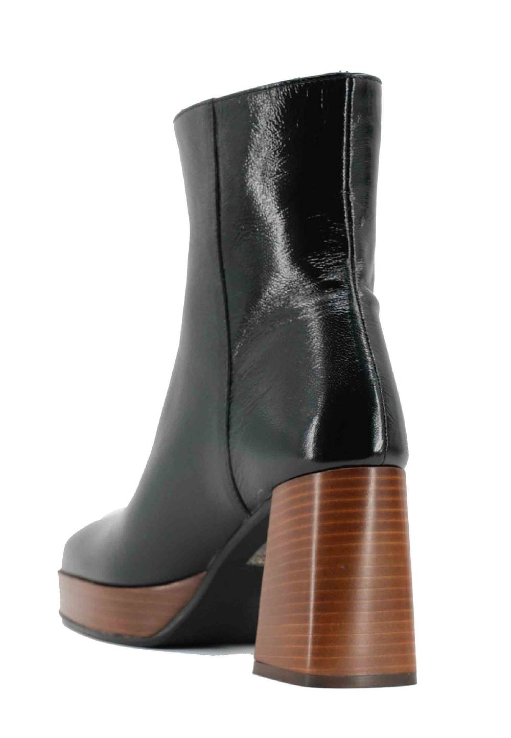 L'ARIANNA Stivaletti TR1665 in pelle nera con tacco alto e plateau con zip esterna Spedizione Gratuita