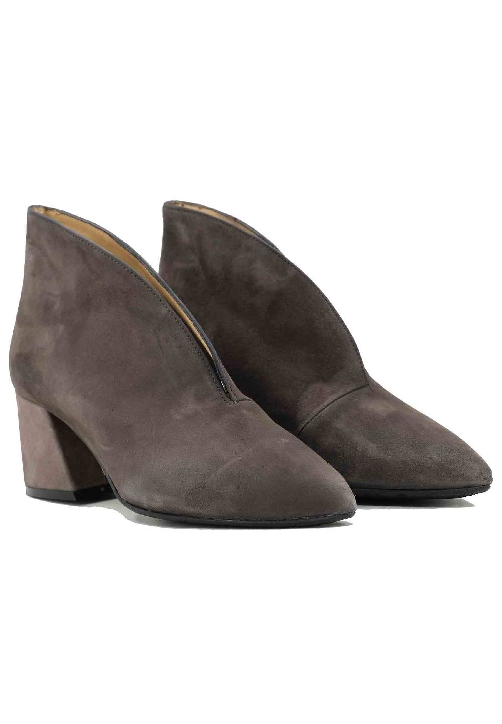 L'ARIANNA Stivaletti TR8006/G Ankle boot in camoscio grigio con tacco largo Negozi Online