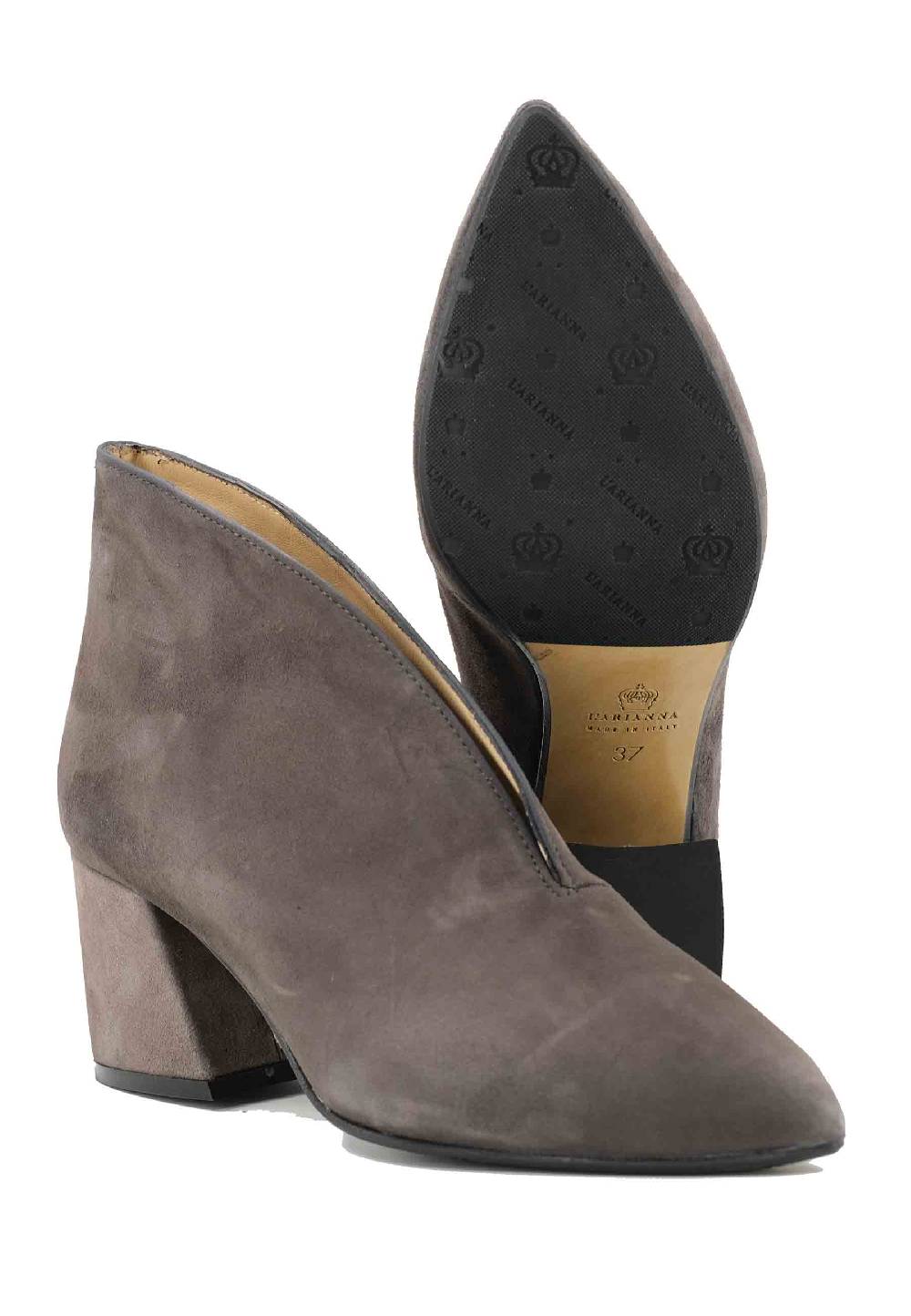 L'ARIANNA Stivaletti TR8006/G Ankle boot in camoscio grigio con tacco largo Negozi Online