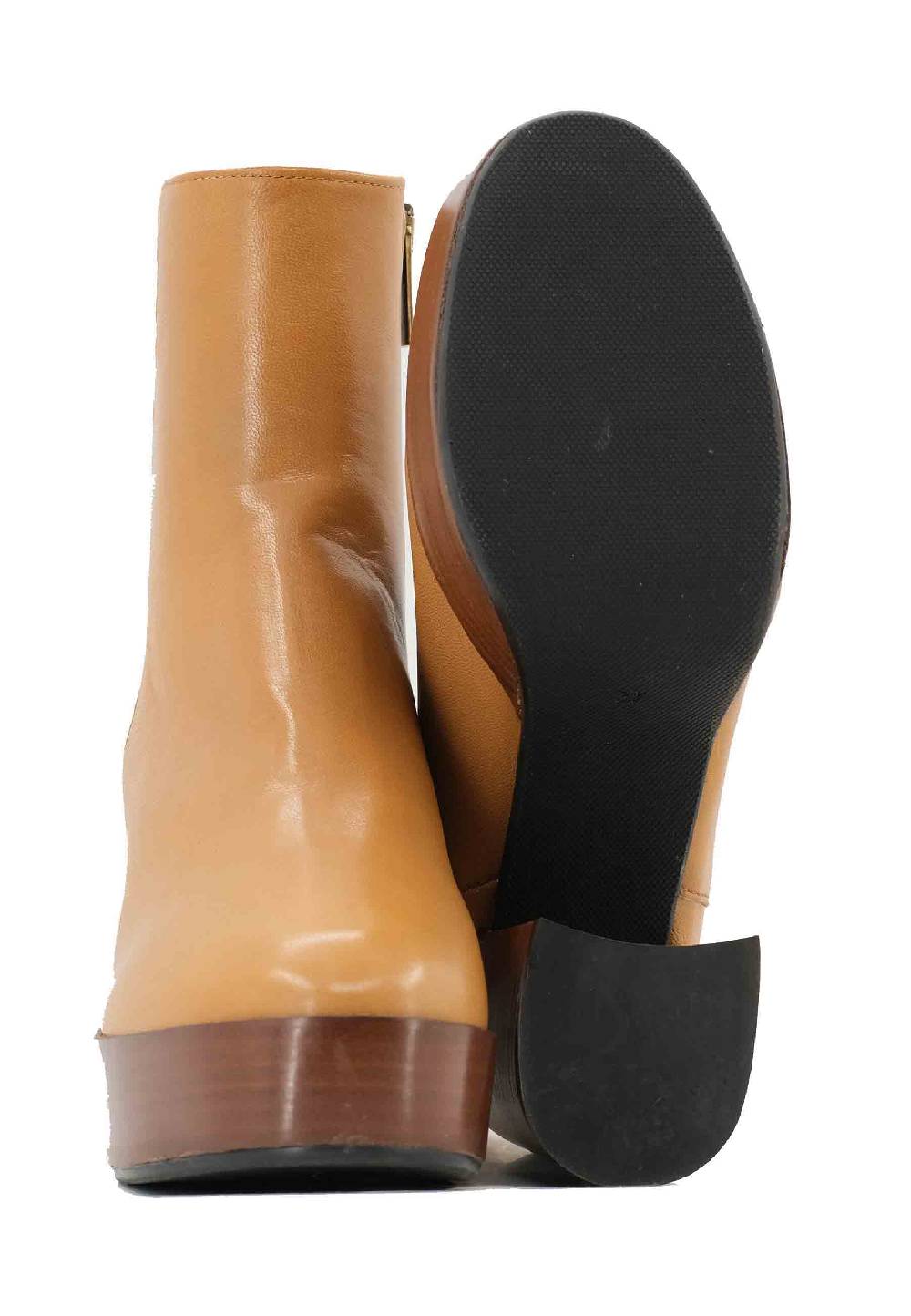 L'ARIANNA Stivaletti TR1556 in pelle senape con tacco alto e plateau con zip laterale di chiusura Consegna Veloce