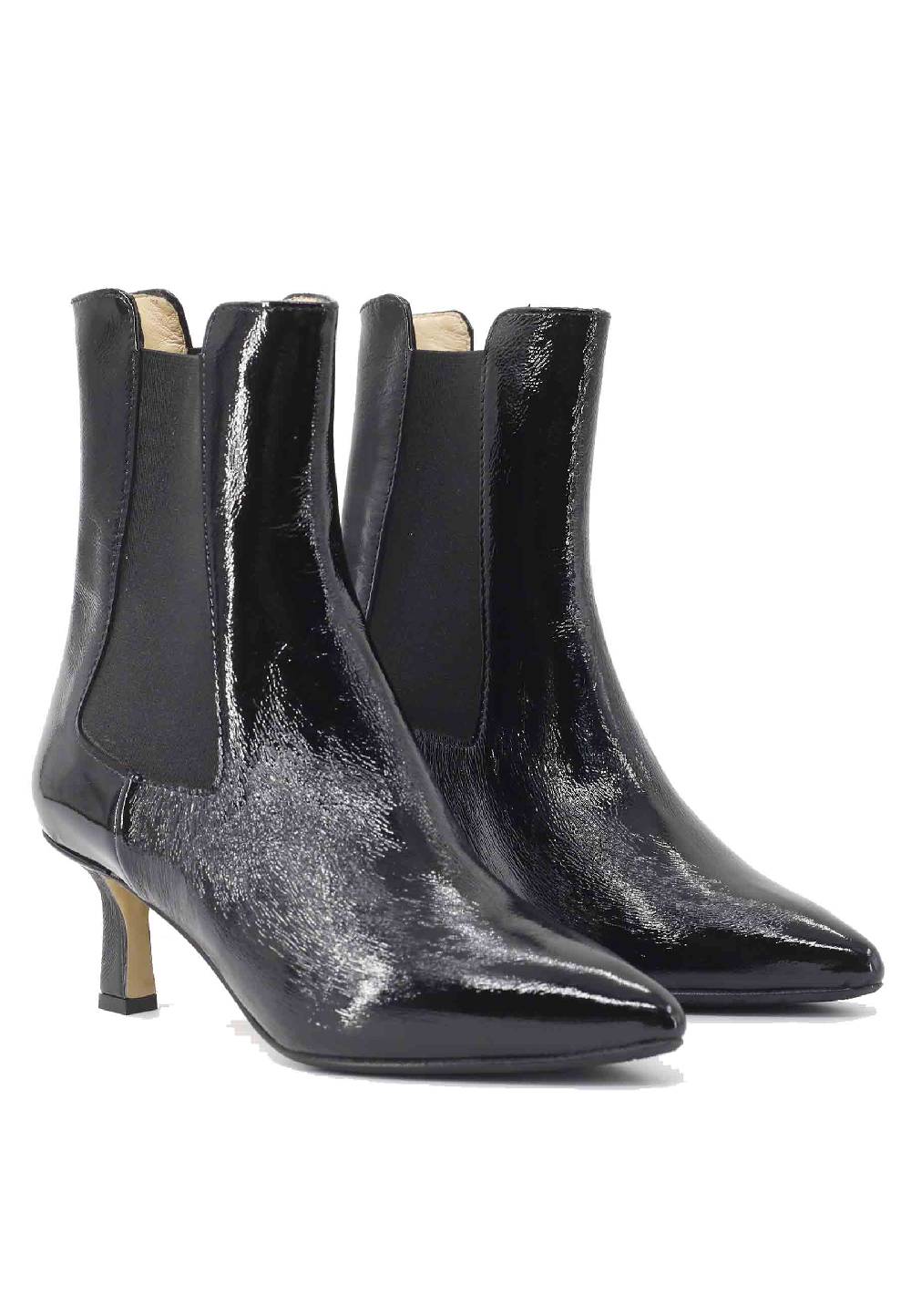L'ARIANNA Stivaletti beatles BT 1552/RT in naplack nero con tacco medio e punta a punta Promozione Limitata