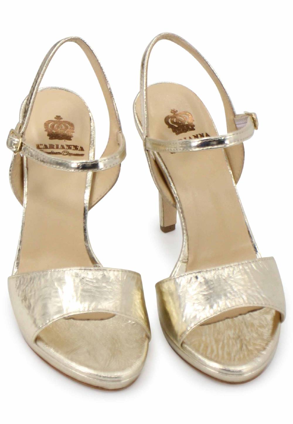 L'ARIANNA Sandali DS7055 donna in pelle oro con tacco alto a spillo Presa