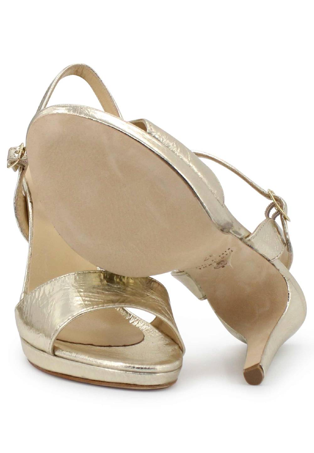 L'ARIANNA Sandali DS7055 donna in pelle oro con tacco alto a spillo Presa