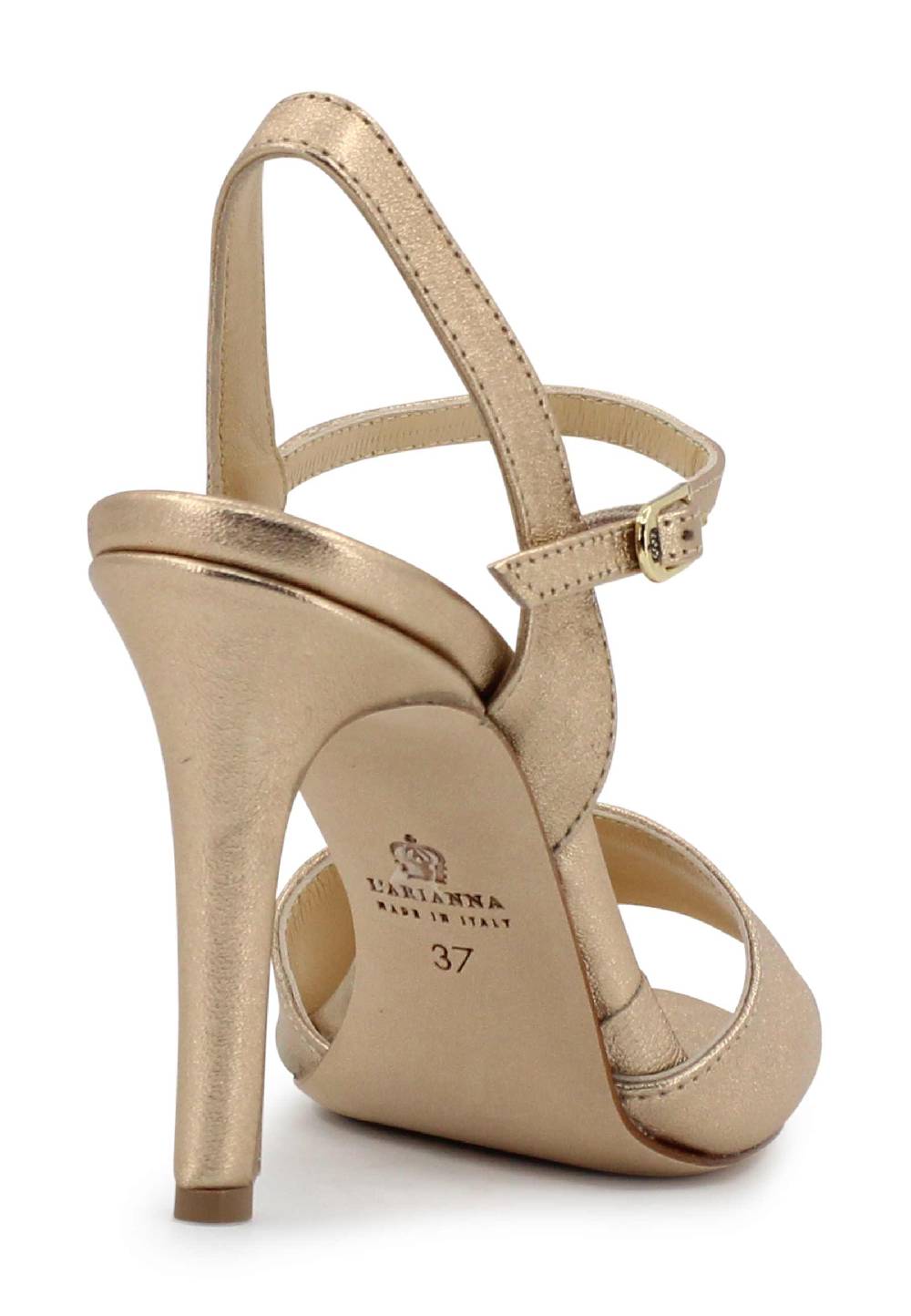 L'ARIANNA Sandali DS7053 donna in pelle laminata nude con tacco alto e cinturino alla caviglia Offerta