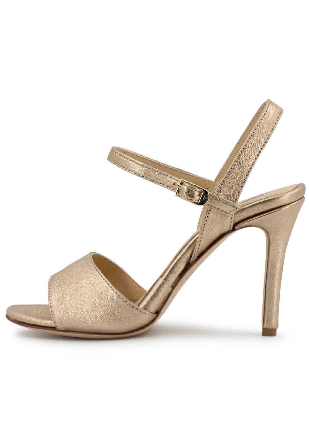 L'ARIANNA Sandali DS7053 donna in pelle laminata nude con tacco alto e cinturino alla caviglia Offerta