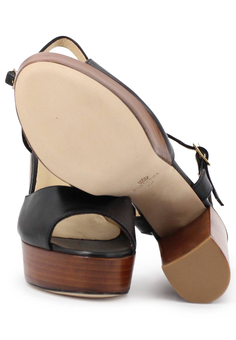 L'ARIANNA Sandali ds7010 donna in pelle nera con cinturino tacco alto e plateau Saldi