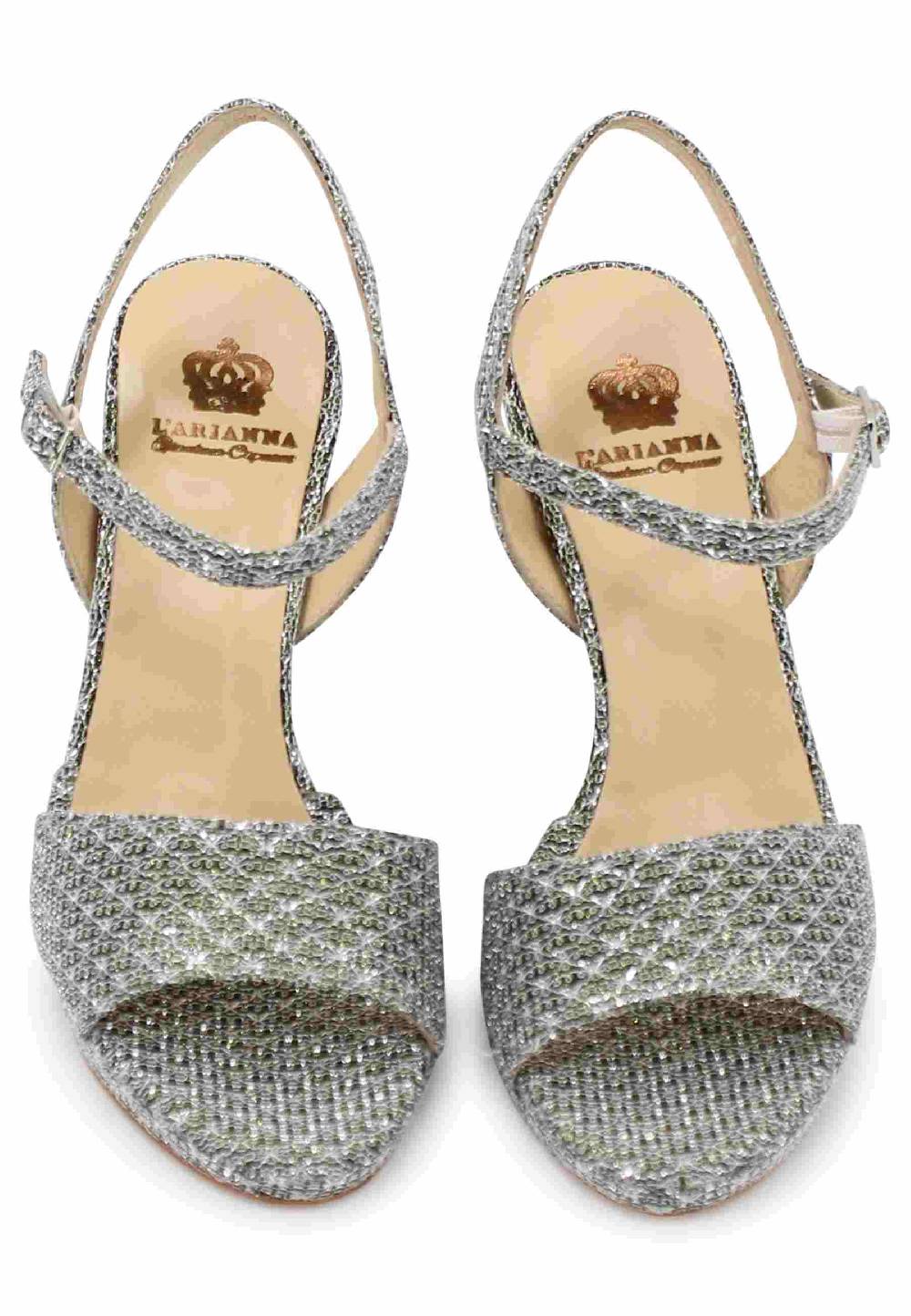 L'ARIANNA Sandali DS7055 donna in tessuto argento con tacco alto a spillo Offerte