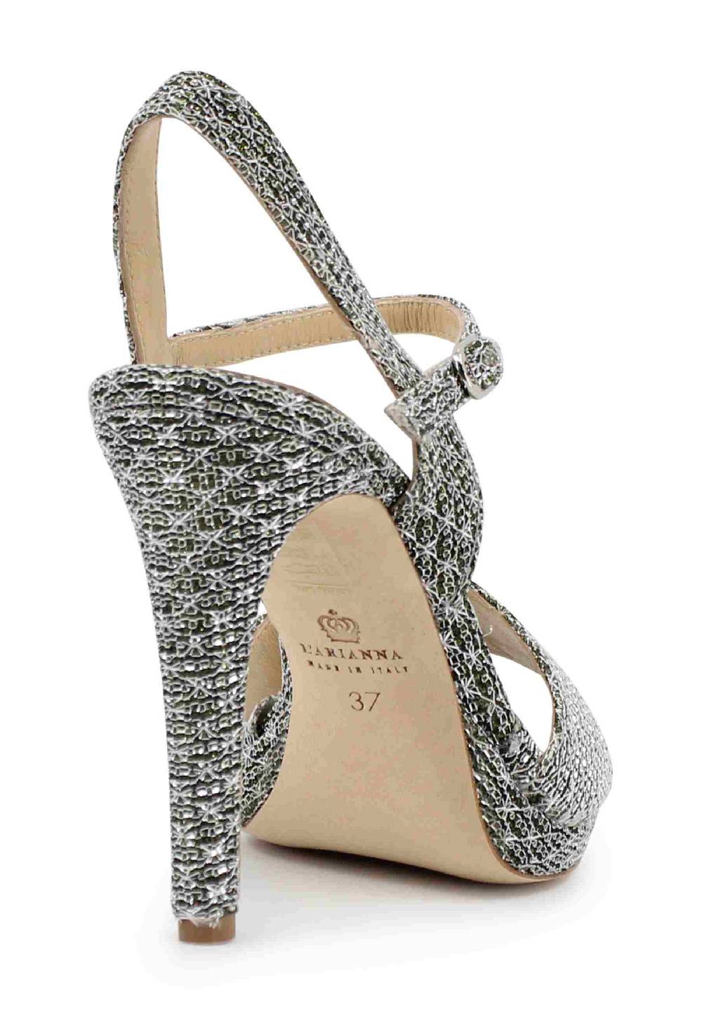 L'ARIANNA Sandali DS7055 donna in tessuto argento con tacco alto a spillo Offerte