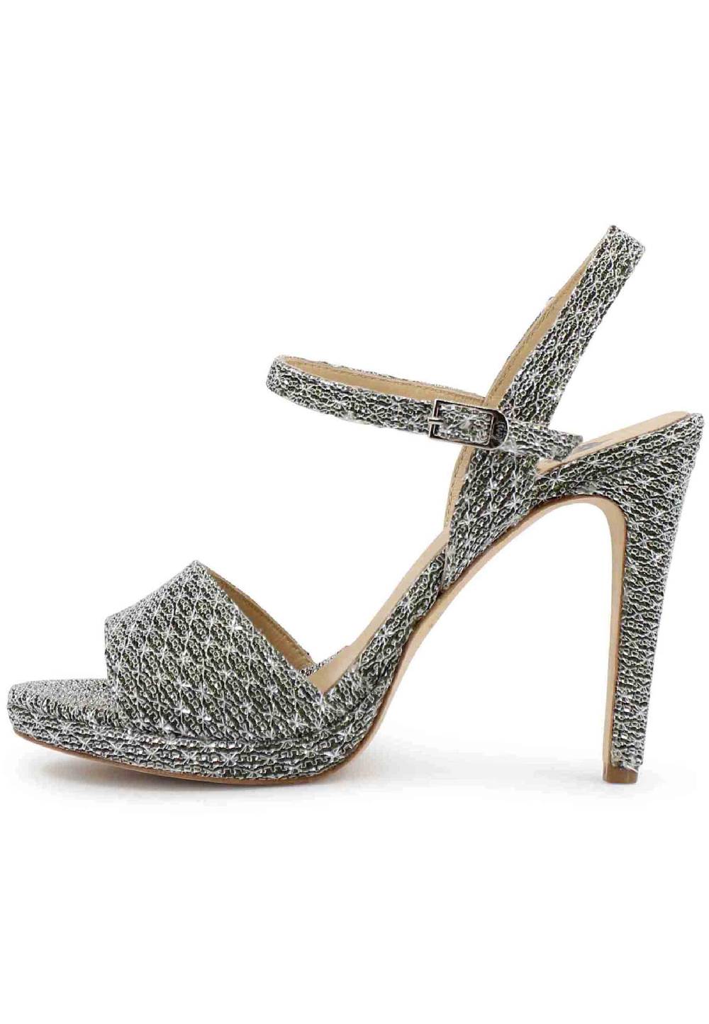 L'ARIANNA Sandali DS7055 donna in tessuto argento con tacco alto a spillo Offerte
