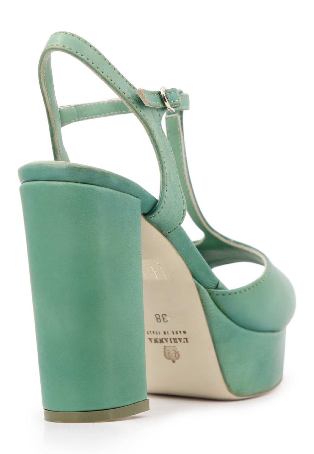 L'ARIANNA Sandali ds7010 donna in pelle verde con cinturino tacco alto e plateau Vendita Calda