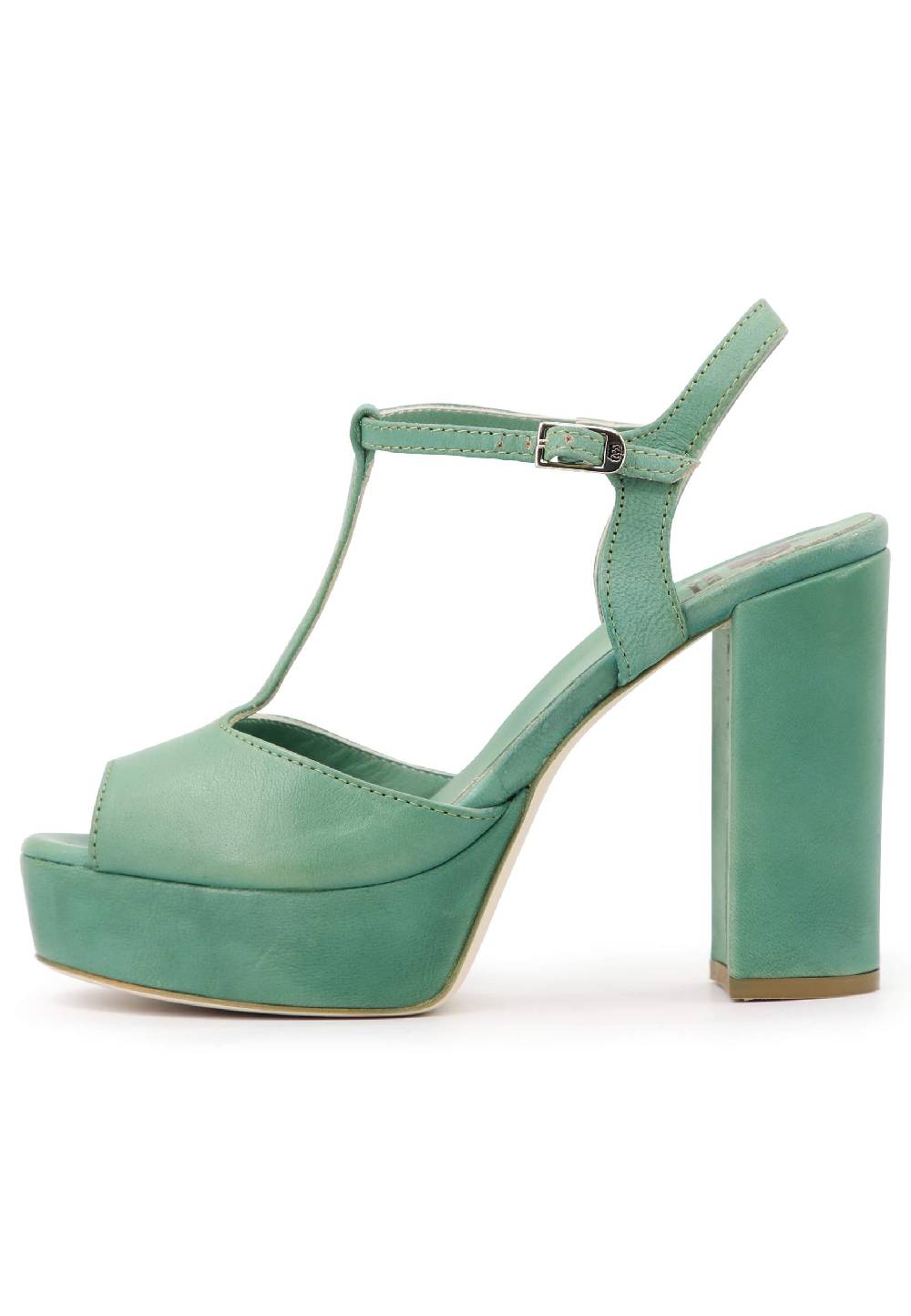 L'ARIANNA Sandali ds7010 donna in pelle verde con cinturino tacco alto e plateau Vendita Calda