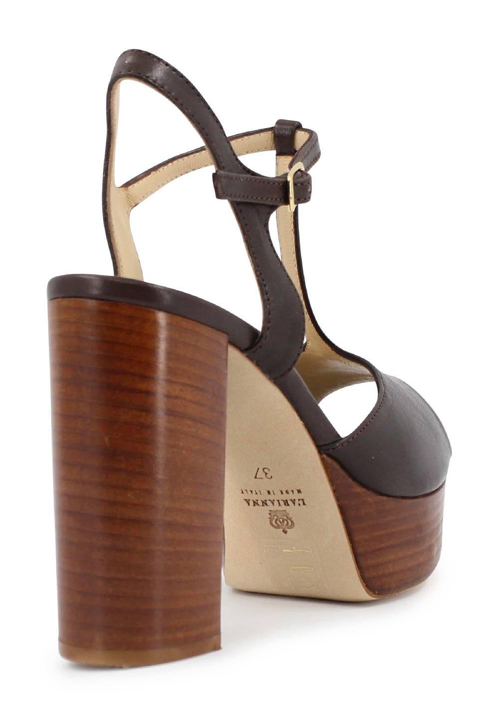 L'ARIANNA Sandali ds7010 donna in pelle testa di moro con cinturino tacco alto e plateau Vendita Economica