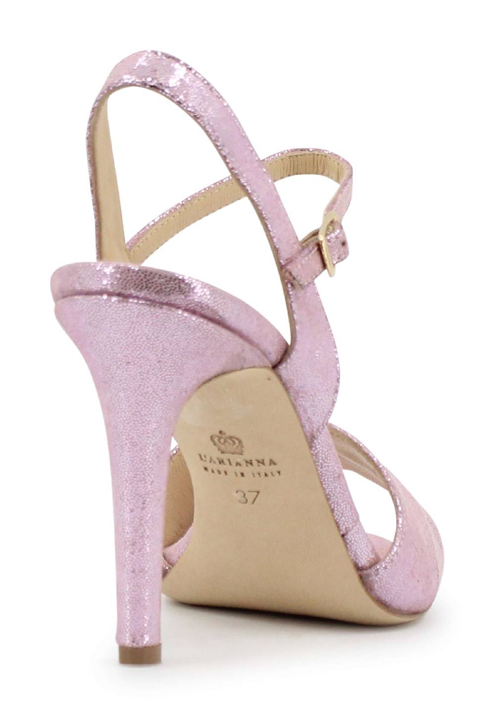 L'ARIANNA Sandali ds1643 da donna in pelle laminata rosa con tacco alto e cinturino alla caviglia Vendite Flash