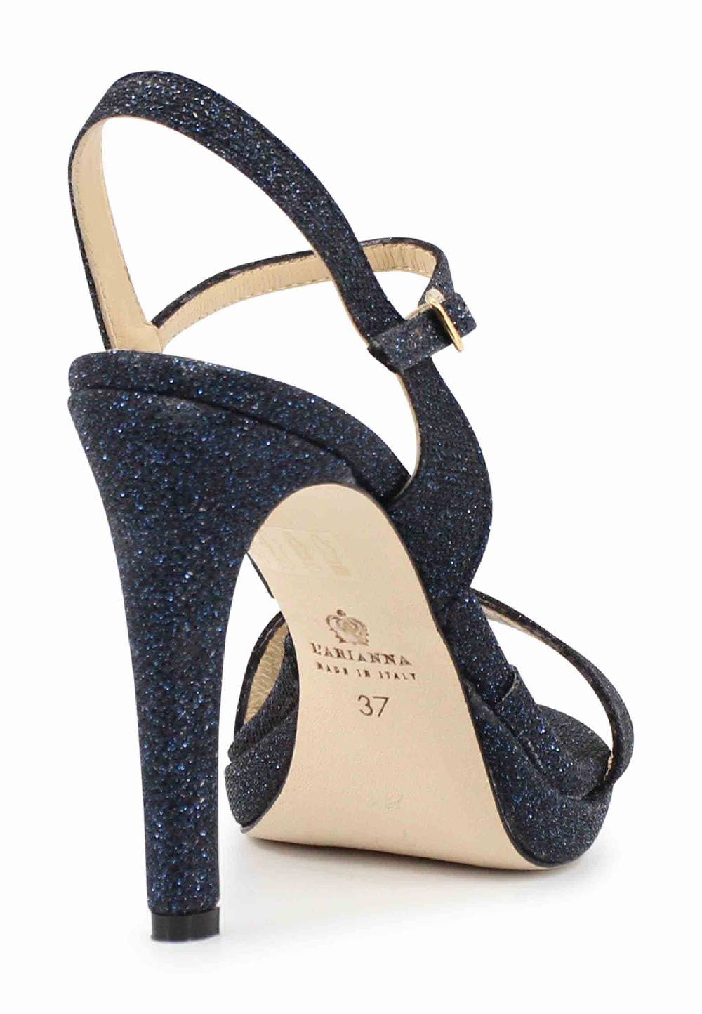 L'ARIANNA Sandali ds7054 donna in glitter blu con tacco alto e cinturino alla caviglia Negozio
