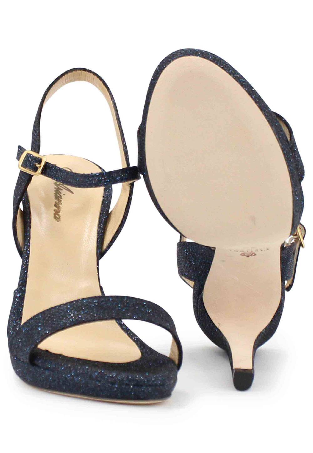 L'ARIANNA Sandali ds7054 donna in glitter blu con tacco alto e cinturino alla caviglia Negozio