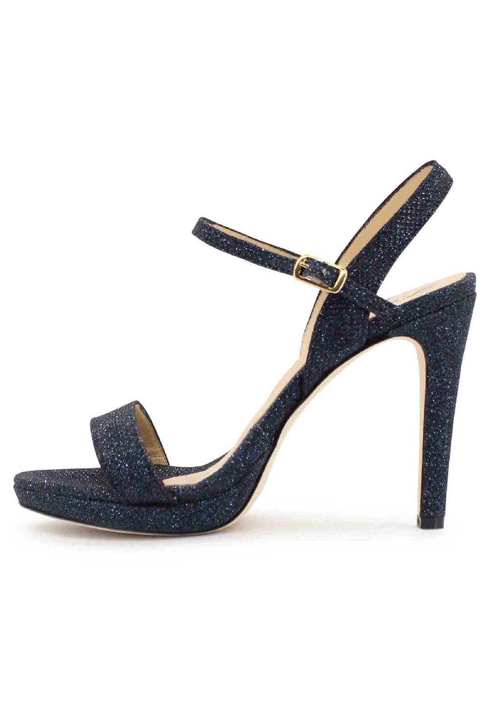 L'ARIANNA Sandali ds7054 donna in glitter blu con tacco alto e cinturino alla caviglia Negozio