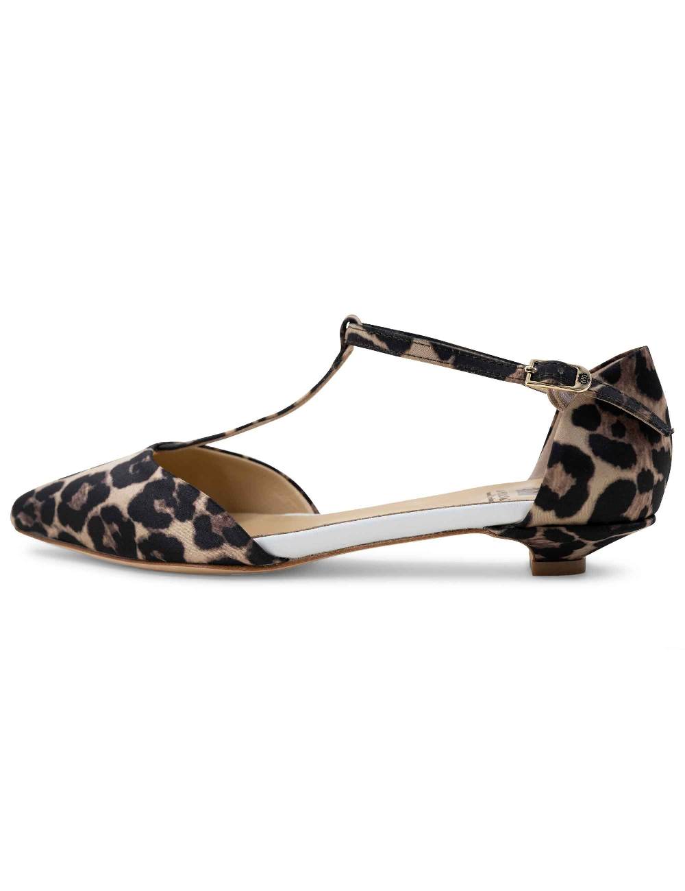 L'ARIANNA sandali tg1110 donna in raso animalier e pelle bianca con tacco basso e cinturino In Saldo