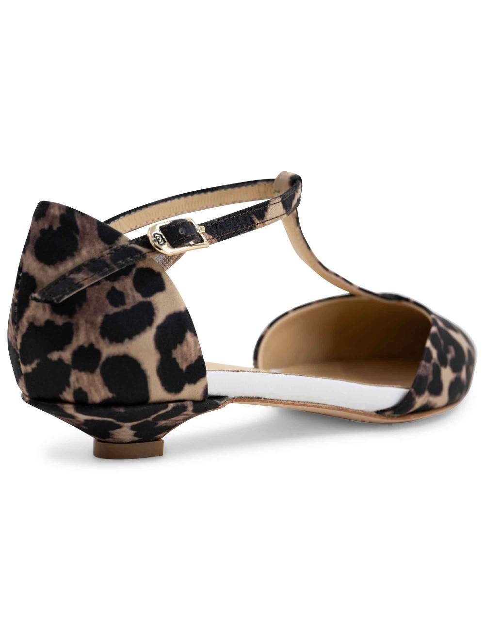 L'ARIANNA sandali tg1110 donna in raso animalier e pelle bianca con tacco basso e cinturino In Saldo